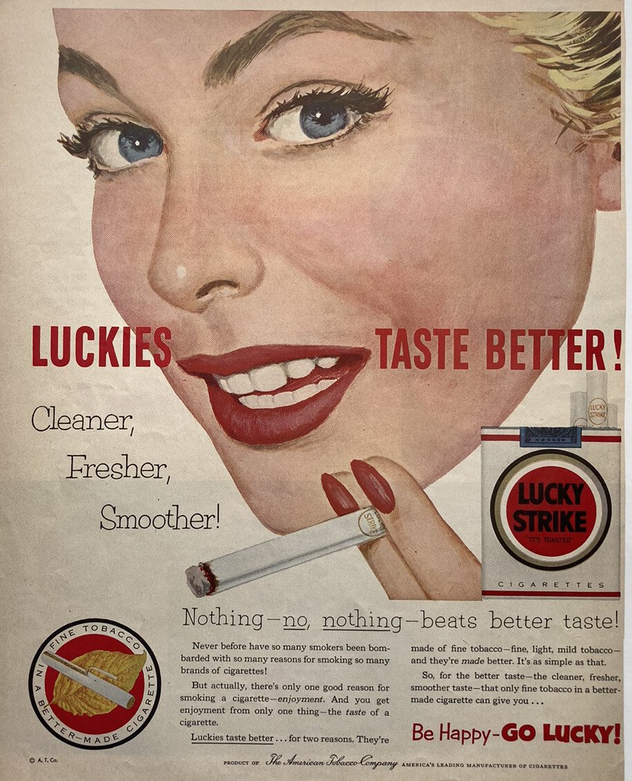 Vintage 1953 Lucky Strike Print Ad – Be Happy Go Lucky – Nice Collectible