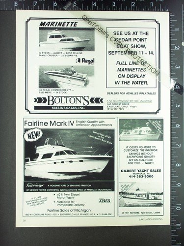 1986 SMALL ADVERTISEMENT for Fairline Mark IV 40 motor yacht Boat & 41 Stuart