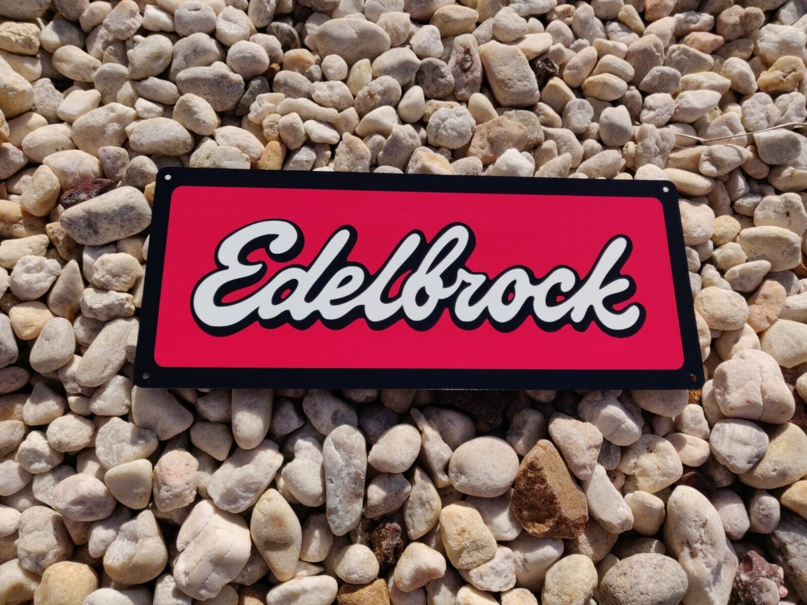 Edelbrock advertising metal sign Garage Shop Mancave New  5×12″ 50146
