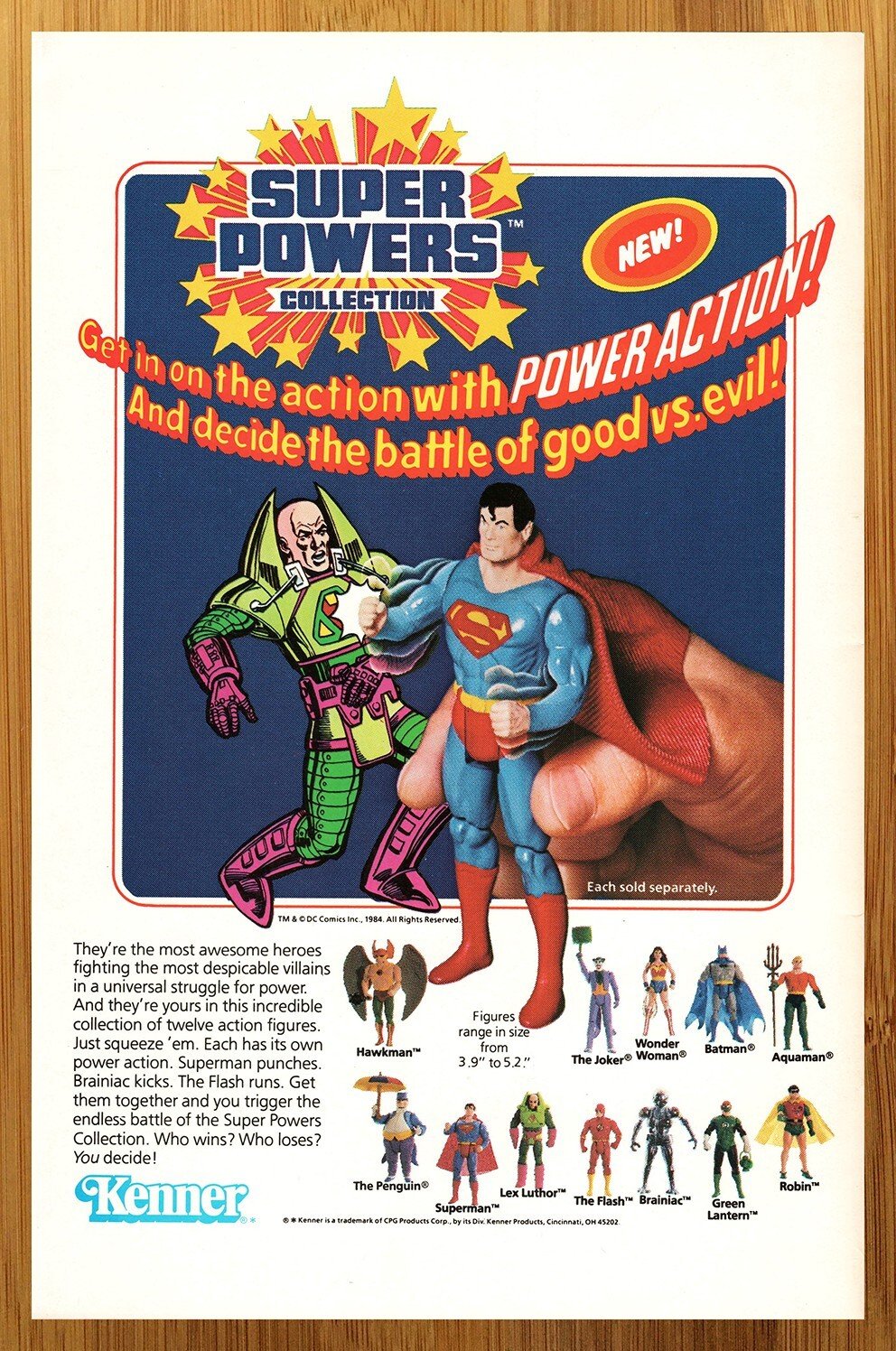 1984 Kenner Super Powers Action Figures Print Ad/Poster DC Superman 80s Toy Art