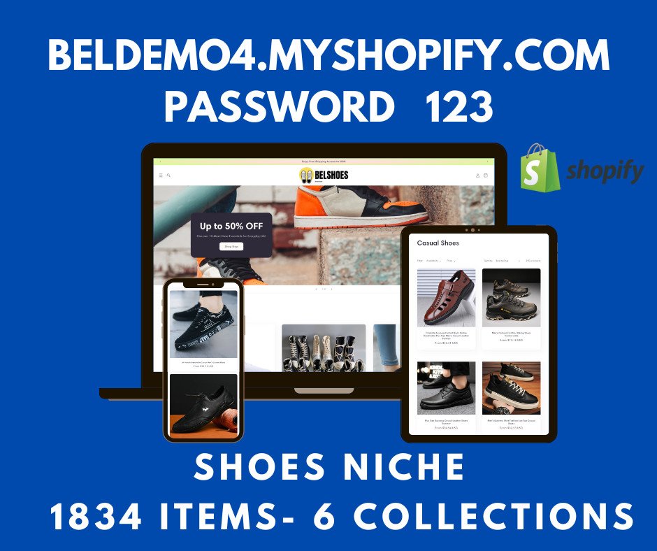 READY-MADE DROPSHIPPING Shopify Store – 1834 Products – Men Shoes niche