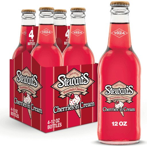 Stewart’s Cherries ‘n Cream Soda 12 Pack Glass Bottles