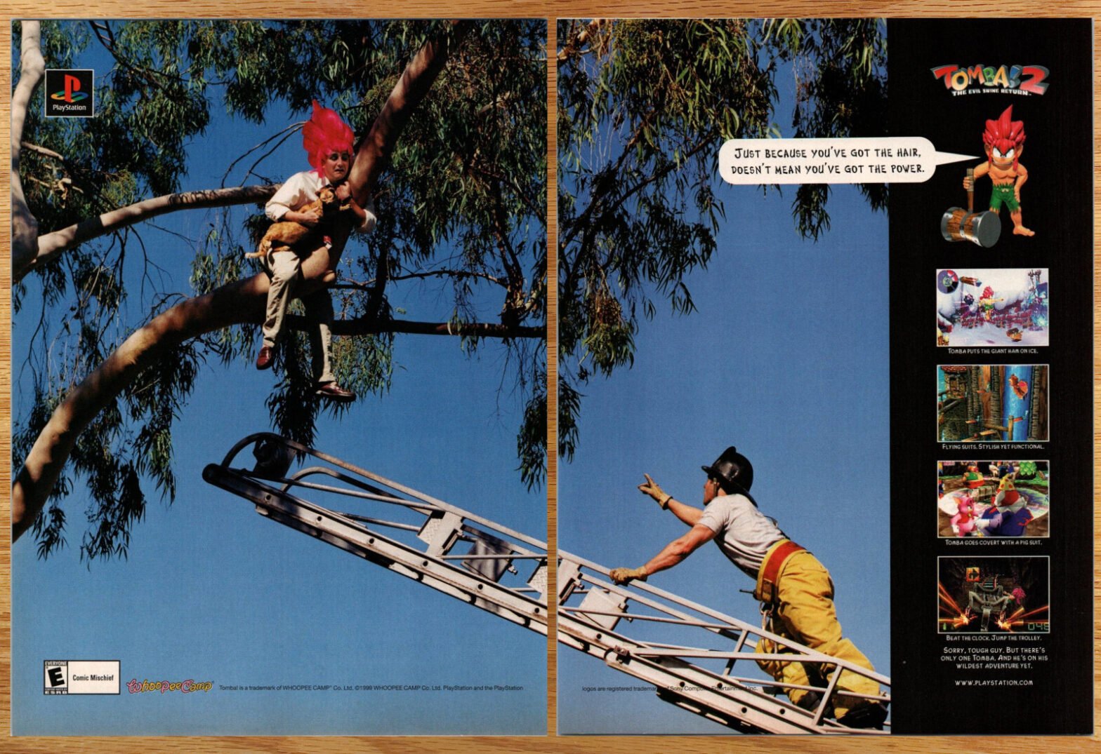 Tomba! 2 Evil Swine Return Whoopee Camp 2 Page Video Game Print Ads Poster 2000