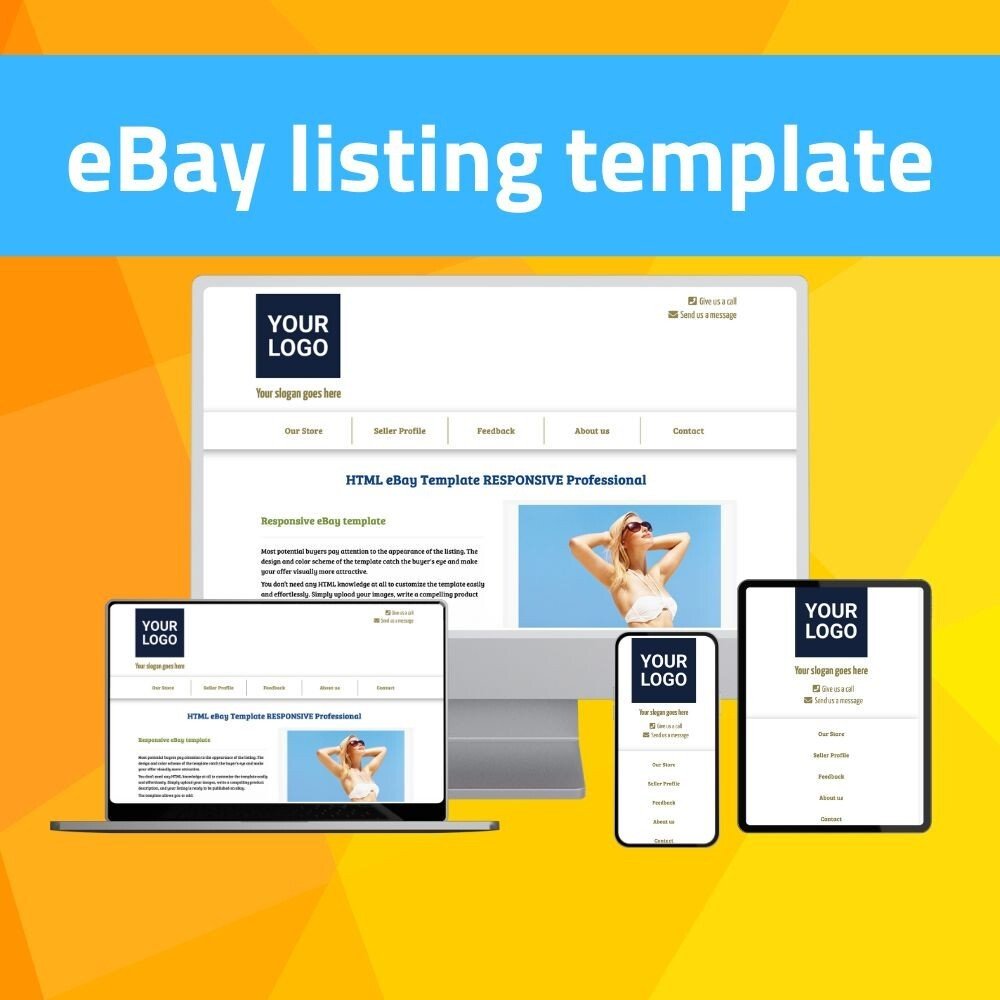 eBay Template RESPONSIVE Professional – modern html template – no coding needed