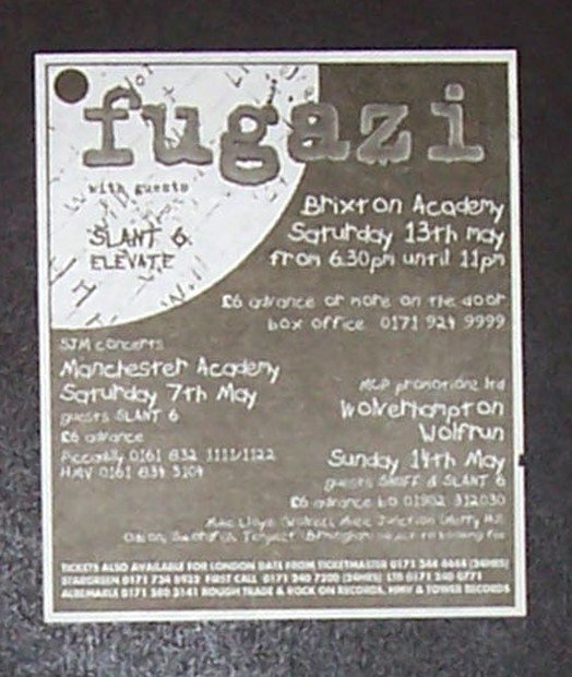 Fugazi Red Medicine Tour 1995 Mini Poster Type Concert Ad, Advert (Ian MacKaye)