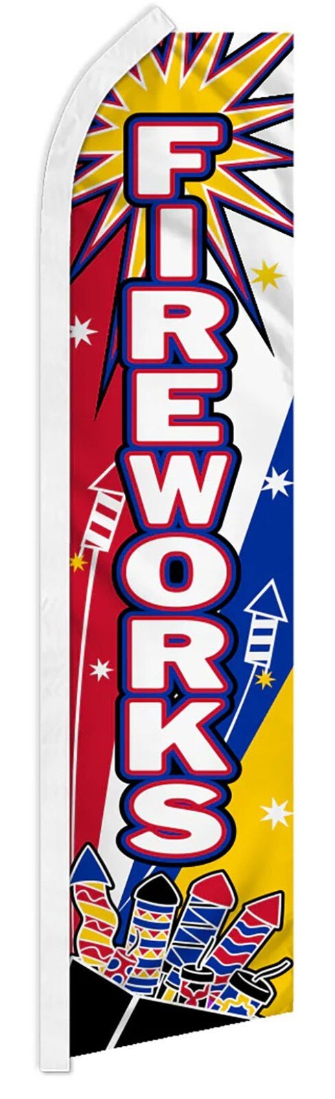 Fireworks Boom Advertising 2.5’x11.5′ Super-Knit Poly Super Flag