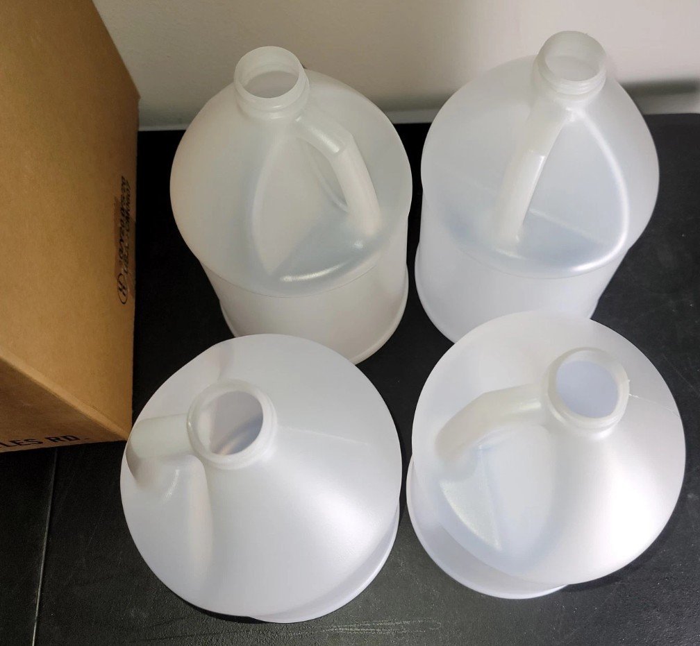 NEW Case of (4) 1 Gallon Jugs With CAPS 128oz HDPE Plastic Bottles FREE SHIP